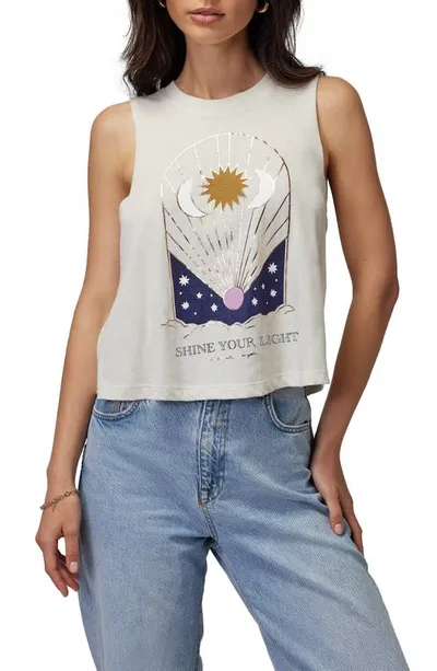 Spiritual Gangster Shine Your Light Graphic Tank In White Sand