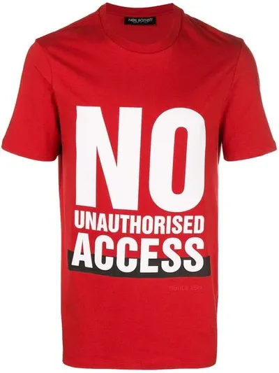 Neil Barrett No Unauthorised Access T-shirt In Red