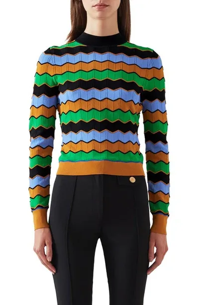 Lk Bennett Elina Stripe Sweater In Bla-multi