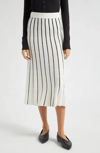 Atm Anthony Thomas Melillo Stripe Cotton Blend Skirt In Chalk Black