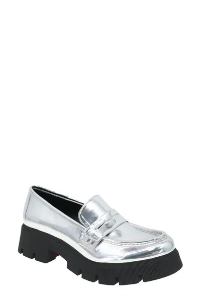 Bcbgeneration Rama Platform Penny Loafer In Silver