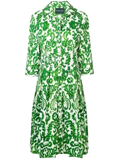 Samantha Sung Printed Flared Summer Dress In Green