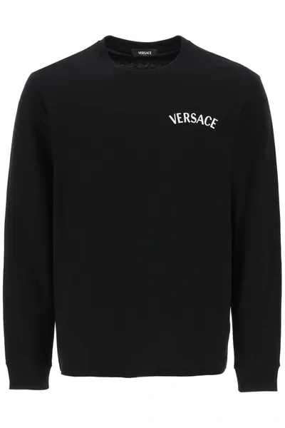 Versace Milano Stamp Long Sleeved T Shirt In Black