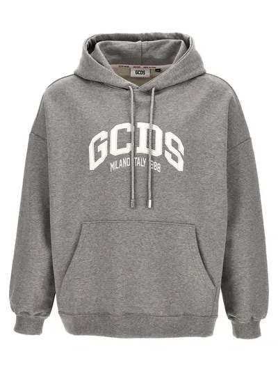 Gcds Logo Loose Sweatshirt In Gray