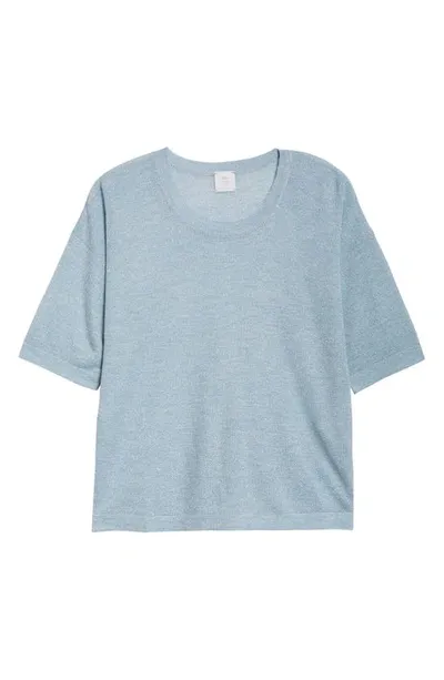 Eleventy Lightweight Scoop Neck Piqué Knit Top In Baby Blue