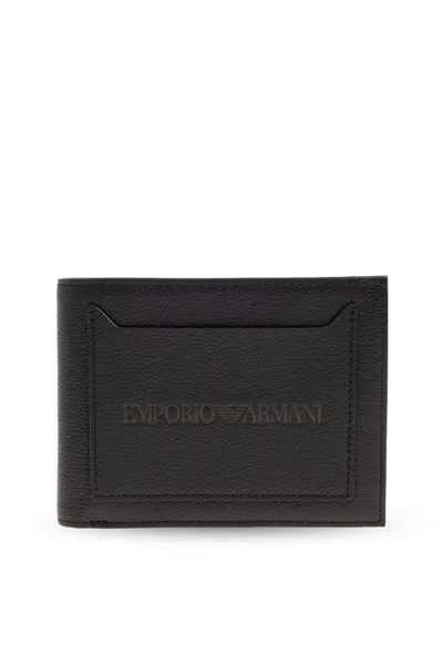 Emporio Armani Logo-debossed Leather Wallet In Black