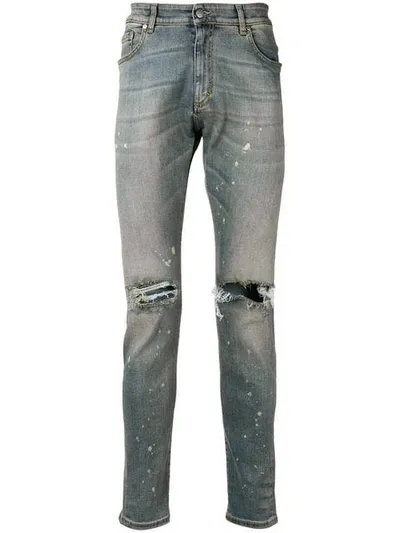 Represent Slash Knee Slim-fit Jeans In Blue