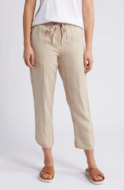 Caslon Tulip Hem Linen Pants In Tan Oxford