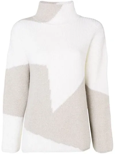 Lorena Antoniazzi Contrast Knit Sweater In Neutrals