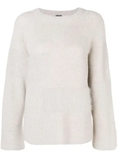 Lorena Antoniazzi Fuzzy Panel Sweater In Neutrals