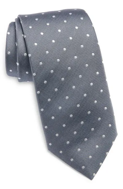 Hugo Boss Geometric Jacquard Silk Tie In Silver