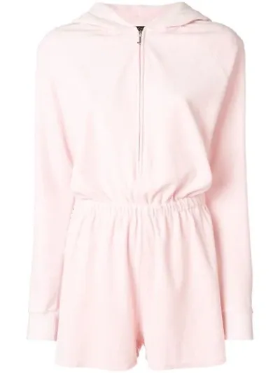 Juicy Couture Swarovski Embellished Velour Romper In Pink