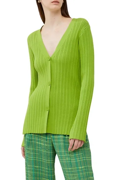 French Connection Leonora Rib Cardigan In Wasabi