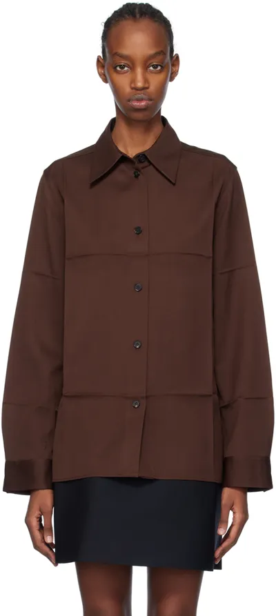 Jil Sander Brown Spread Collar Shirt