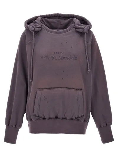 Maison Margiela Logo Reverse Sweatshirt In Purple