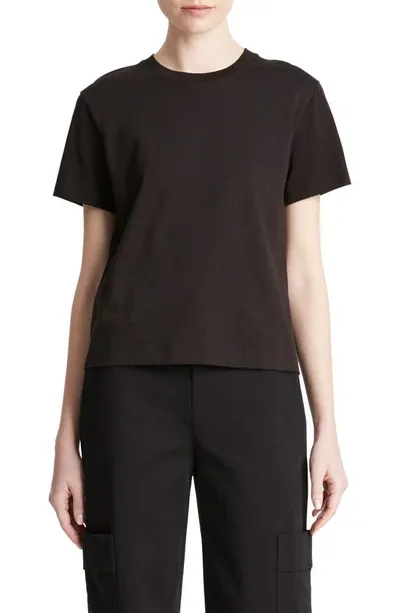 Vince Pima Cotton Crewneck T-shirt In Black