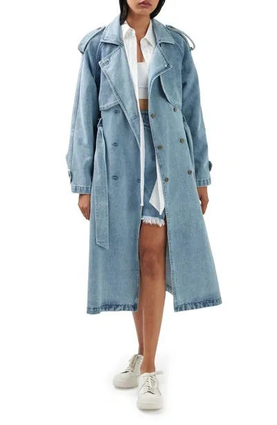 Belle & Bloom Wild Skies Denim Trench Coat In Stonewash