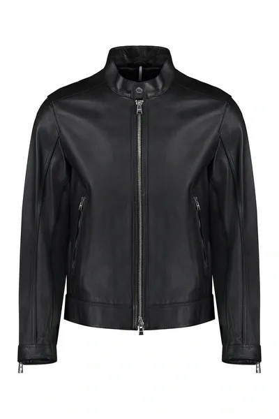 Hugo Boss Boss Mansell Leather Jacket In Black