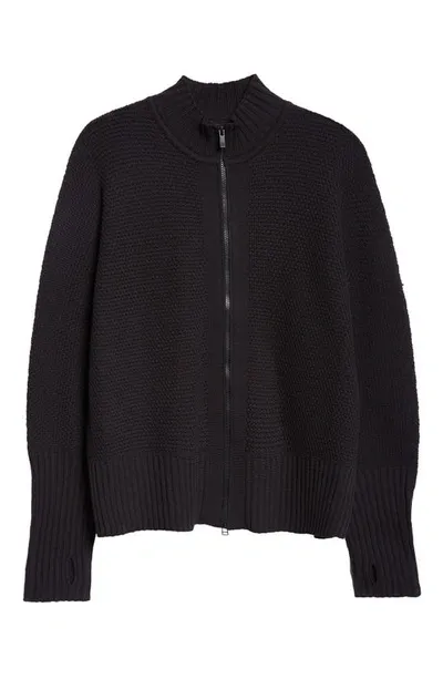 Issey Miyake Rustic Knit Zip Cardigan In Black