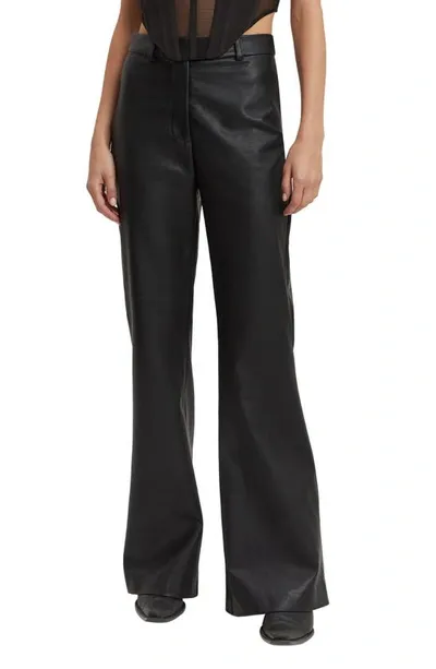 Bardot Halifax High Waist Faux Leather Flare Leg Pants In Black