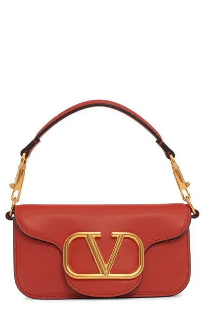 Valentino Garavani Foldover Chain Strap Shoulder Bag In Orange