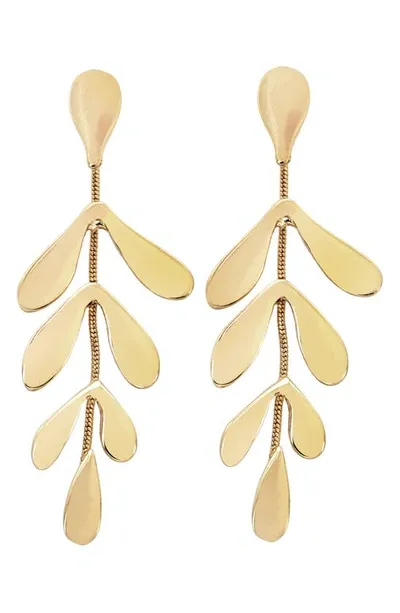 Panacea Linear Leaf Drop Earrings In Gold