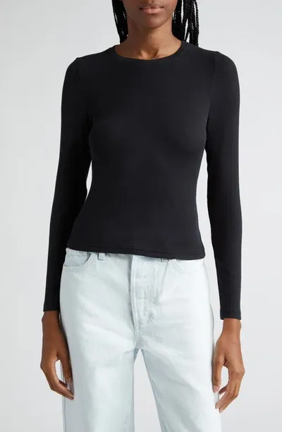 Favorite Daughter The Rib Long Sleeve Top In Black