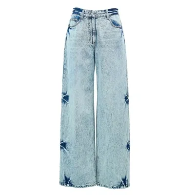 Juunj Wide Leg Washed Jeans In Blue