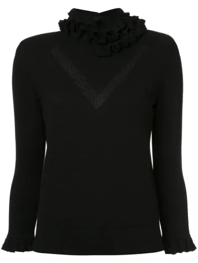 Barrie Flying Lace Cashmere Turtleneck Pullover In Black