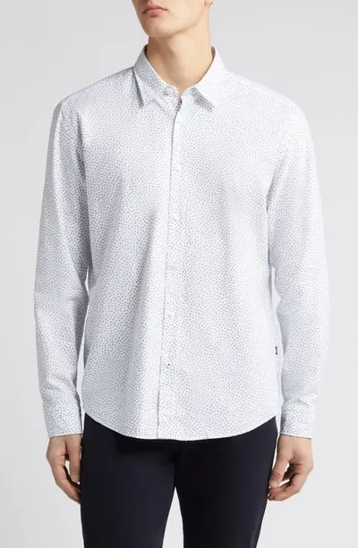 Hugo Boss Men's Regular-fit Shirt In Printed Oxford Cotton In White