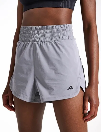 Adidas Originals Adidas Pacer Stretch-woven Zipper Pocket Lux Shorts In Gray