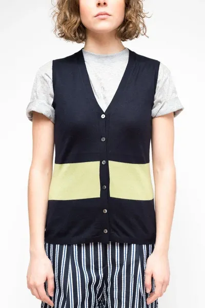 La Rose Gilet Cardigan Blue+green