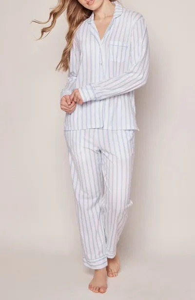 Petite Plume Stripe Pima Cotton Pajamas In White