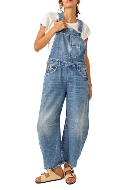 Free People Good Luck Denim Overalls In Multi