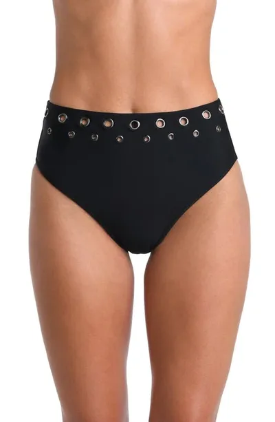 L Agence Vanessa Grommet High Waist Bikini Bottoms In Black