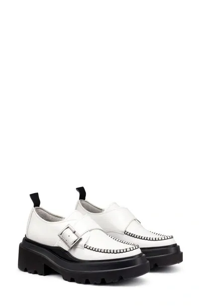 G.h.bass Monk Strap Platform Shoe In White