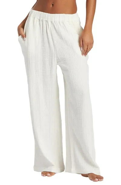 Billabong Follow Me 2 Wide Leg Cotton Gauze Pants In Salt Crystal