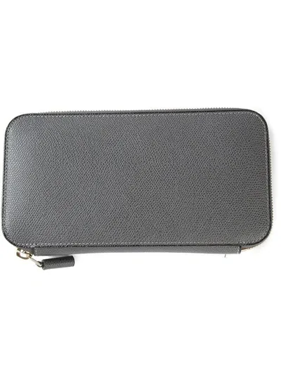 Valextra Rounded Zip Wallet In Grey