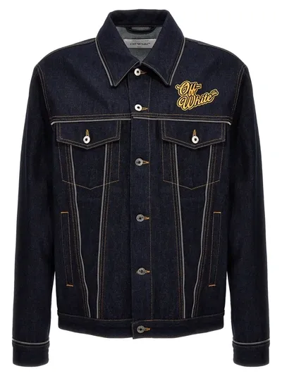 Off-white Navy Blue Skate Zip Denim Jacket