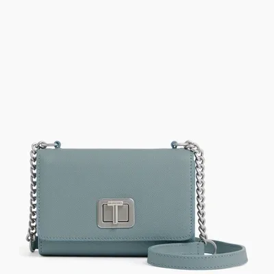 Le Tanneur Eva Mini Crossbody Bag In Caviar Grained Leather In Blue