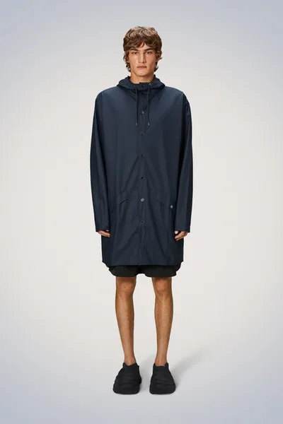 Rains Long Jacket In Blue