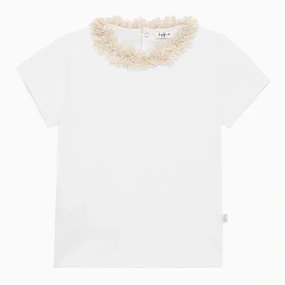 Il Gufo Kids' White Cotton T-shirt With Frayed Collar