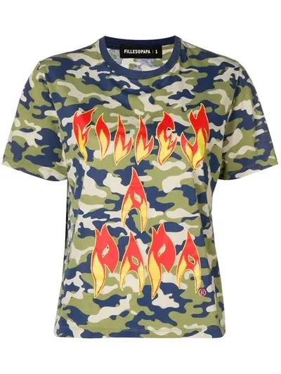 Filles À Papa Fire Printed T-shirt In Green