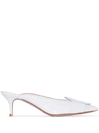 Gianvito Rossi White Ruby 55 Patent Leather Mules