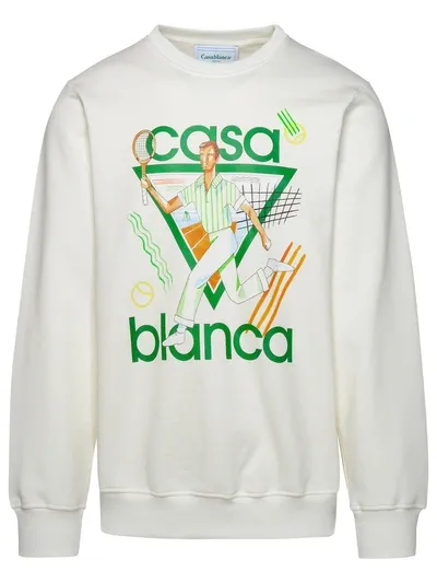 Casablanca Organic Cotton Crew-neck Sweatshirt In White