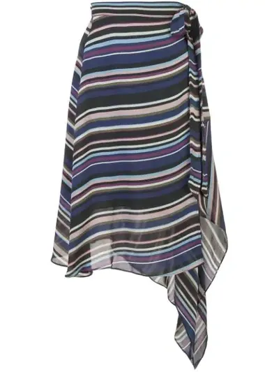 Nicole Miller Flight Stripe Skirt In Blue