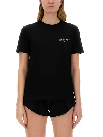 Msgm T-shirt With Logo In Black