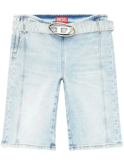 Diesel De-ginny-s Logo-buckle Cycling Shorts In Blue