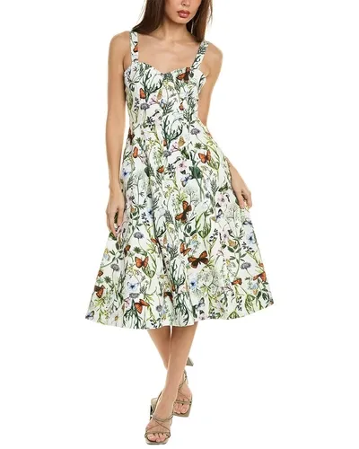 Avec Les Filles Botanical Print A-line Dress In White