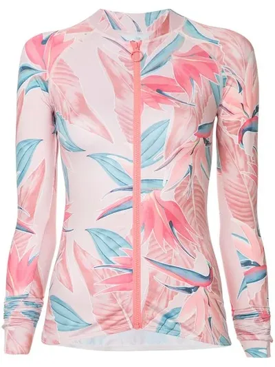 Duskii Cancun Floral Rash Top In Pink